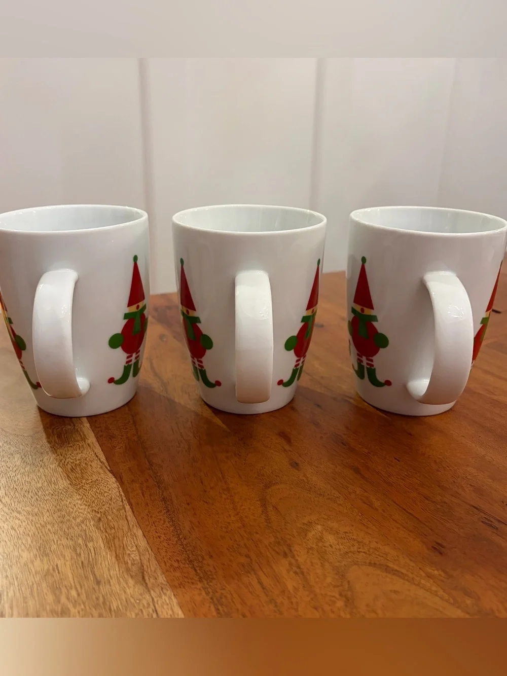 Set of 3 Vintage 1990s Crate & Barrel Mugs Jingle Elf Mugs Cups Christmas Retro